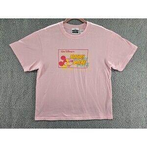 Disney Mickey Mouse Shirt Mens Large Pink Yellow 2023 Graphic Tee